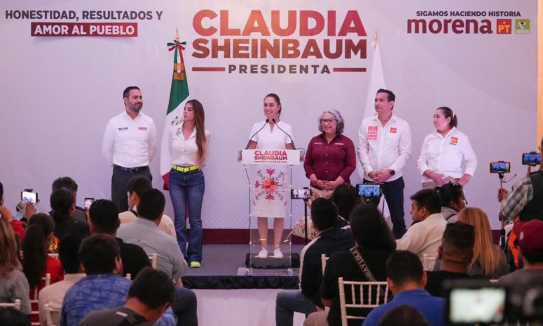 Promete Sheinbaum tren de pasajeros y atender crisis hídrica en la Huasteca 