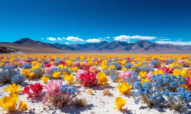 Lluvias extraordinarias florecen 15 mil hectáreas en desierto de Atacama