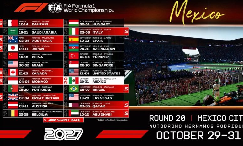 Confirman fecha del Gran Premio de México en el calendario 2027 de F1 