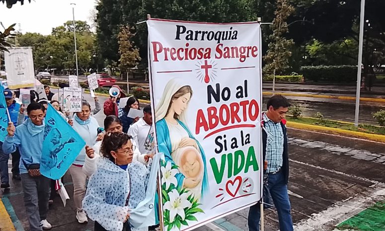 Marchan contra el aborto convocados por Iglesia Católica en SLP